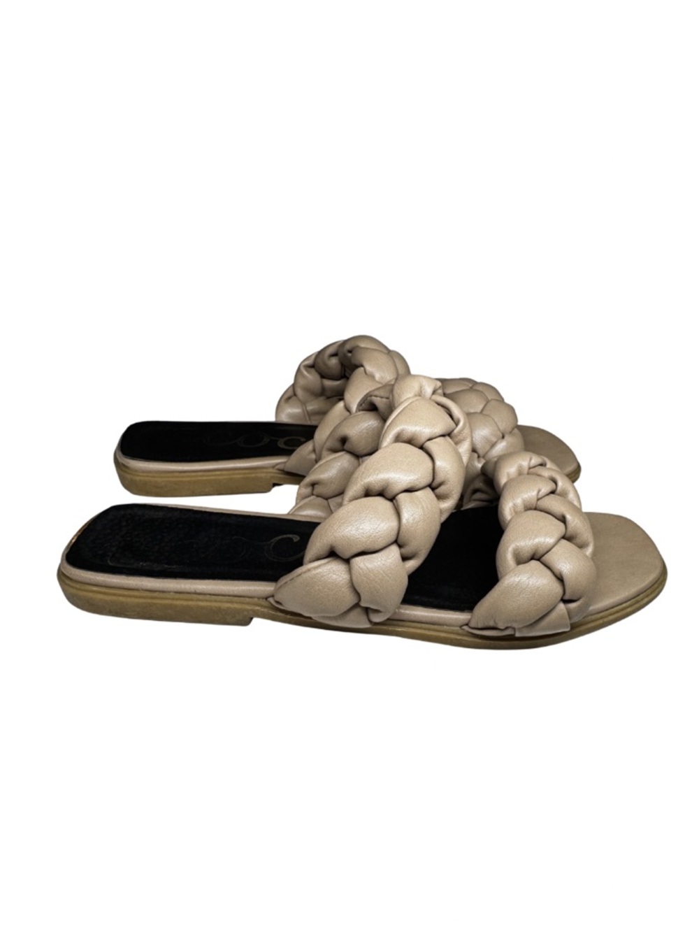 CCOCCI Braided Double-Strap Slide Sandals - Beige 38 US 6 summer casual neutral